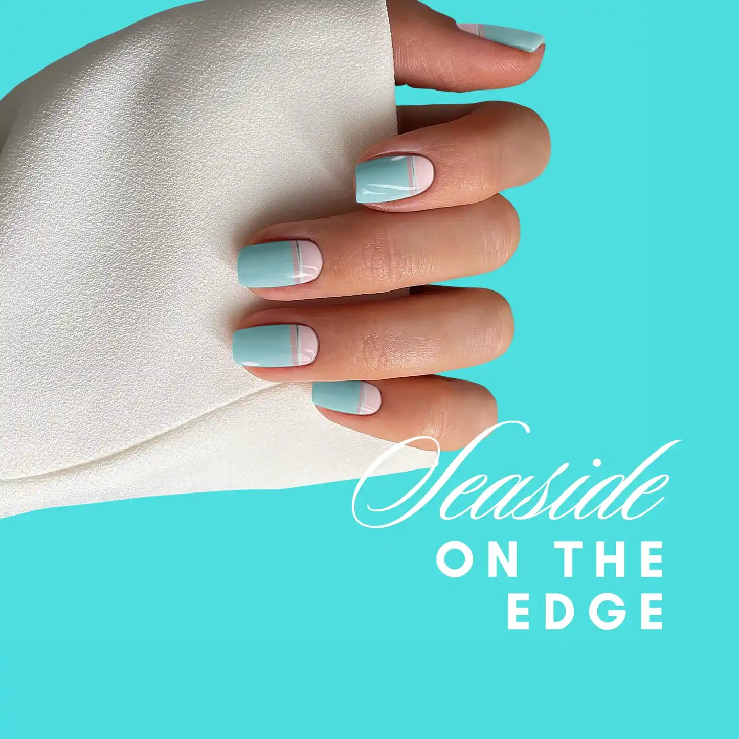 Seaside on the Edge - glow yourself up with elegant nail wraps with delicate silver lines | ManiTini