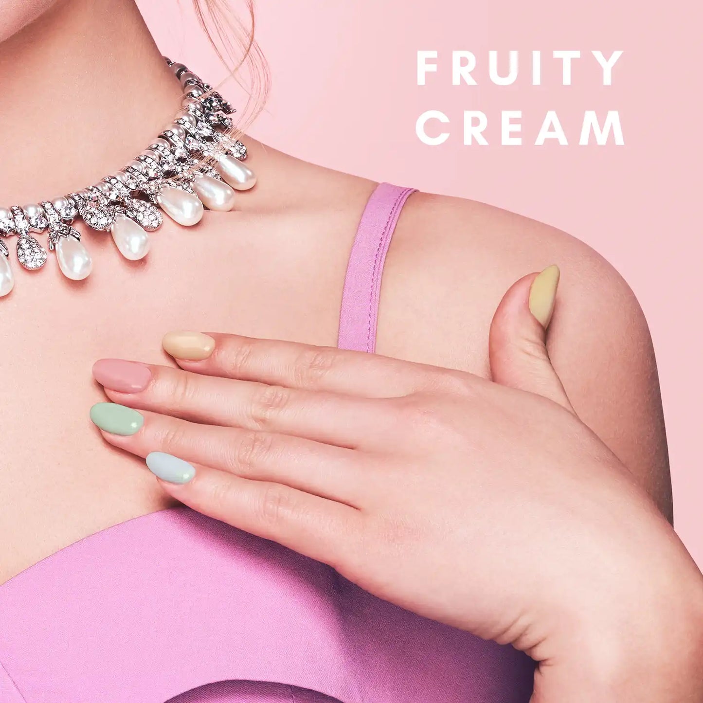 Fruity Cream - glow yourself up with red, orange, yellow, green, blue solid color nail wraps | ManiTini