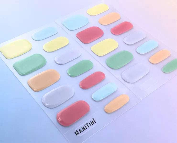 Fruity Cream - red, orange, yellow, green, blue solid color nail wraps | ManiTini