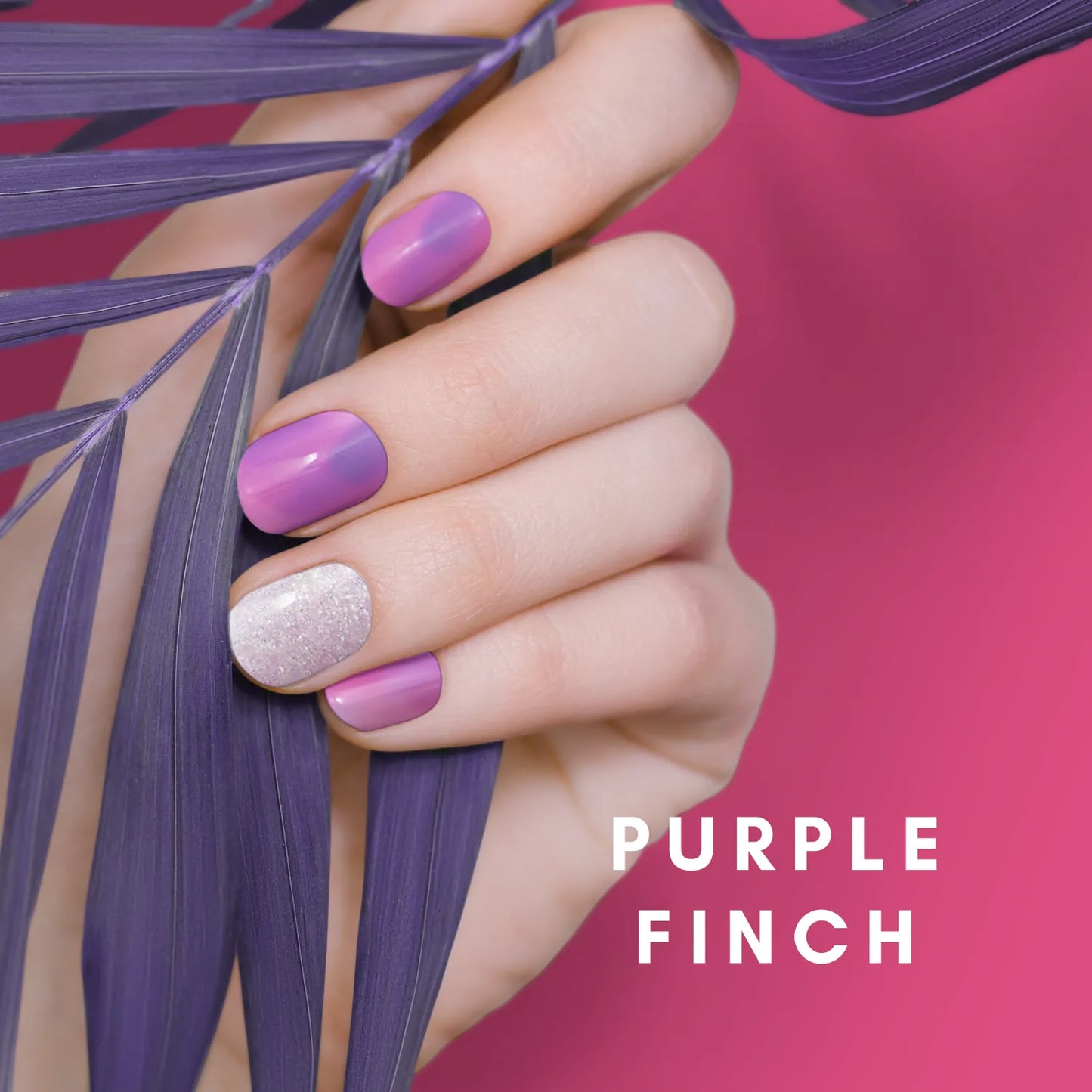 Purple Finch - glow yourself up with purple and silver shimmer art nail wraps | ManiTini