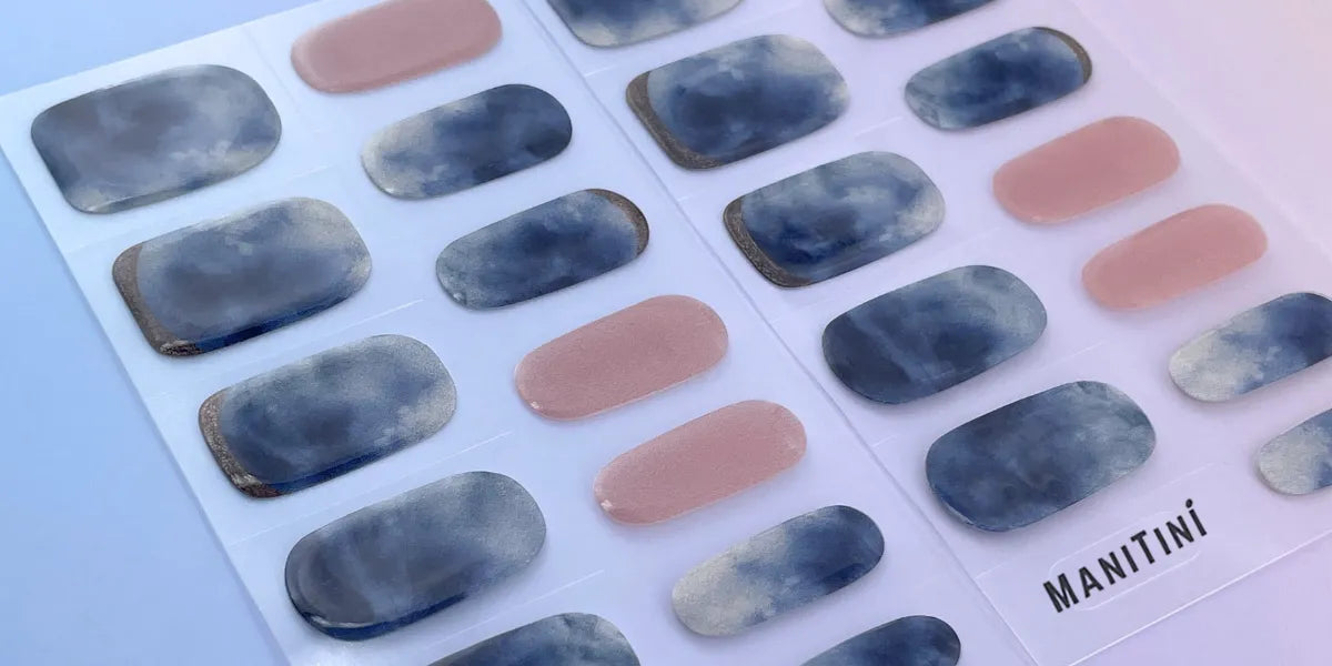 Moonlight Waltz - blue and pink art nail wraps | ManiTini