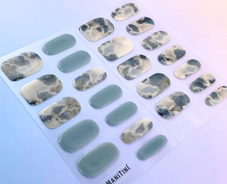 Maya Blue Blooms - elegant blue art nail wraps | ManiTini