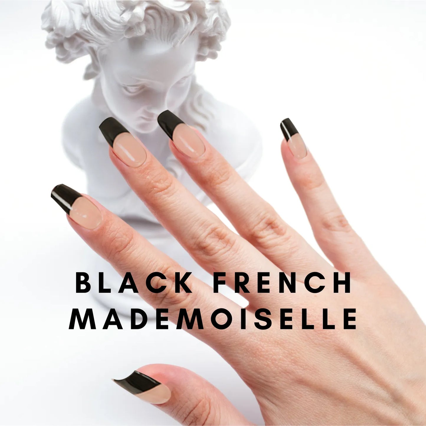 Black French Mademoiselle - glow yourself up with cool-chic black french nail wraps | ManiTini