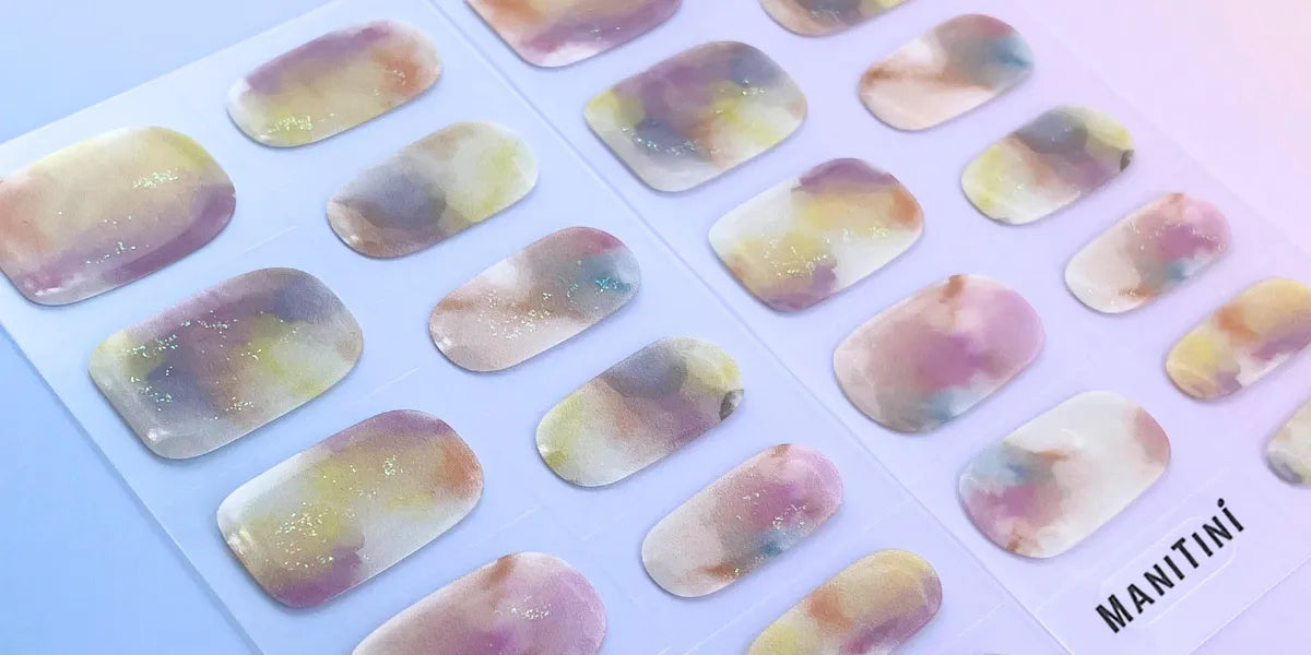 Blissful Carousel - colorful pastel shimmer art nail wraps | ManiTini