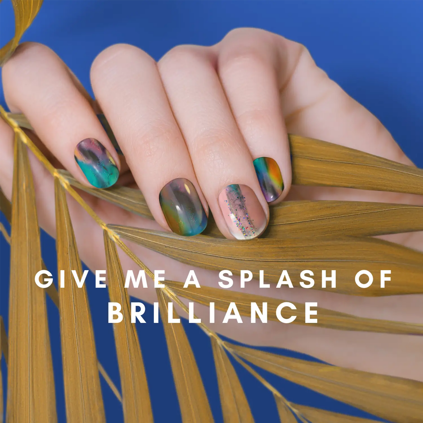 Give Me a Splash of Brilliance - glow yourself up with blue, purple, black cool-chic shimmer art nail wraps | ManiTini