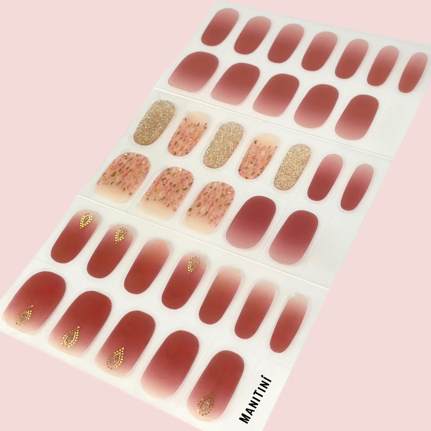 Prime Ruby Pomegranate - premium red and gold shimmer art nail wraps | ManiTini