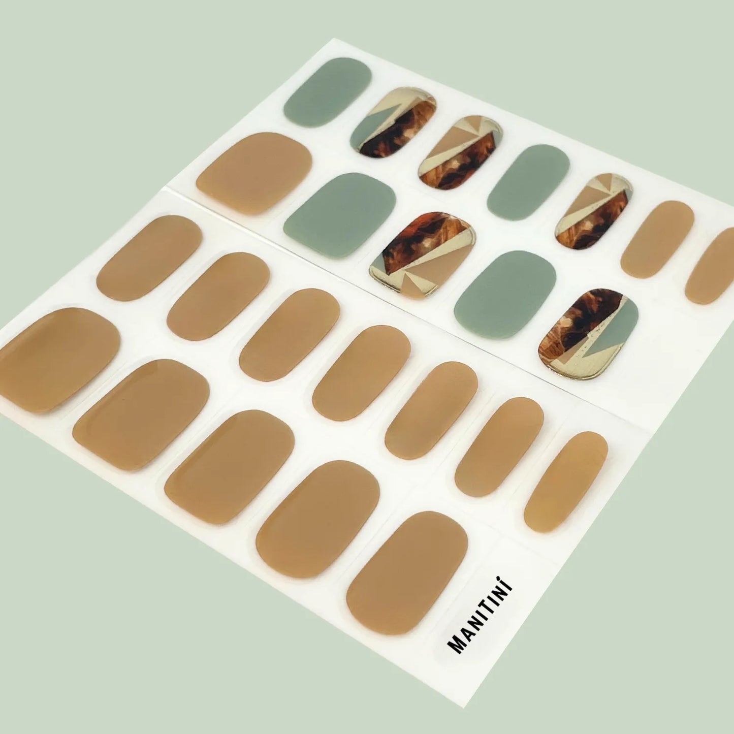 Agate Woods - green, brown shimmer art nail wraps | ManiTini