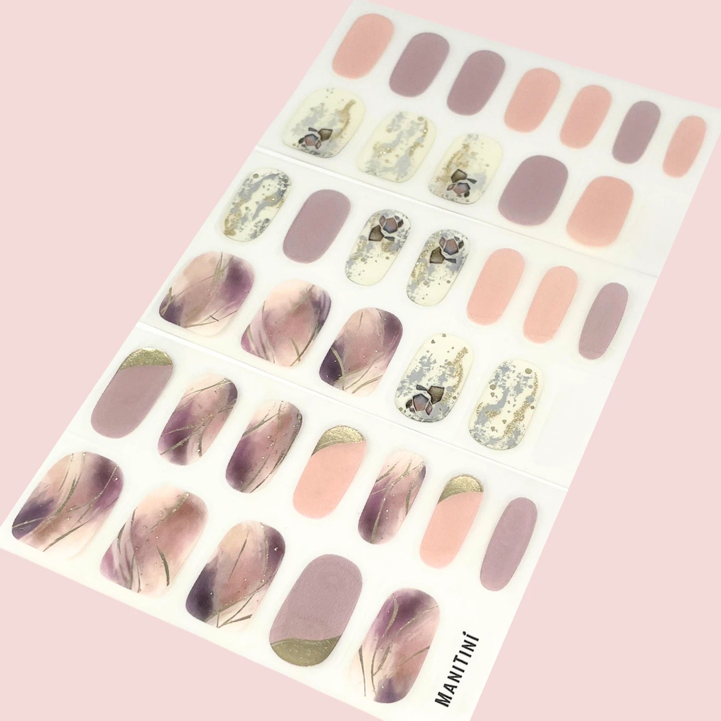 Angelic Masterpiece - silver, purple & pink pastel shimmer art nail wraps | ManiTini
