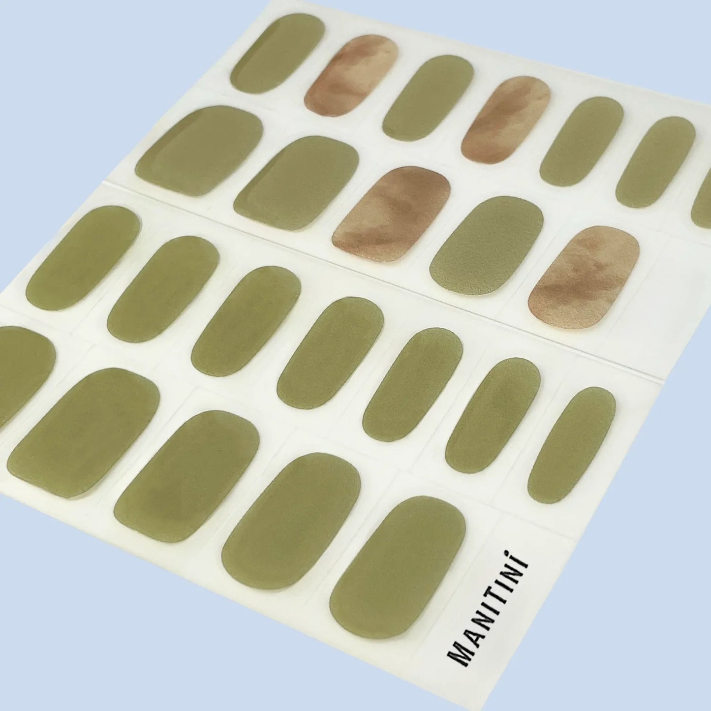 Autumn Breeze - pale green and brown art nail wraps | ManiTini