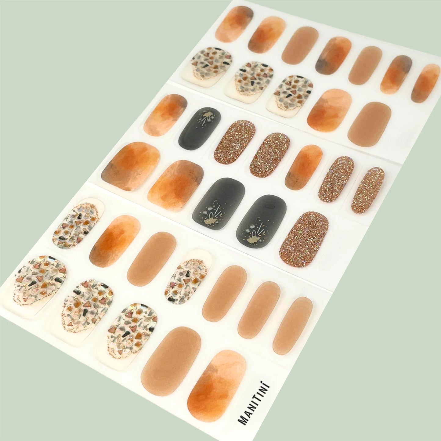 In the Mood for Love - pink, purple, gold shimmer art nail wraps with elegant glitter pattern | ManiTini