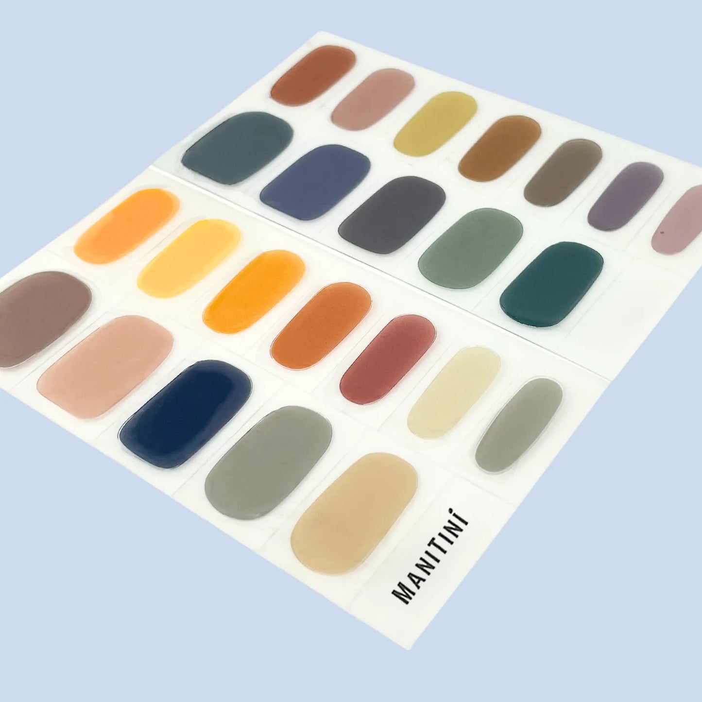Misty Morandi - dark yellow, green, blue, brown, purple solids art nail wraps | ManiTini
