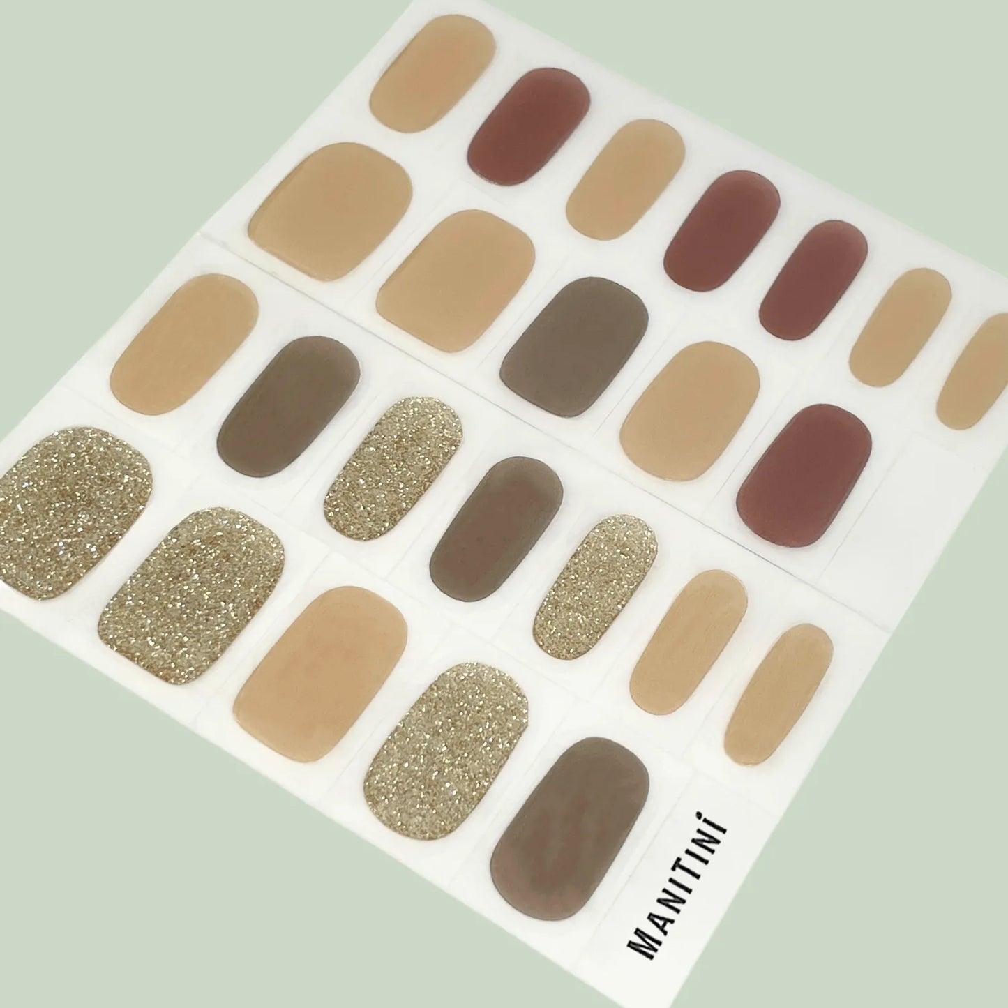 Muse Diva - morandi brown, green shimmer art nail wraps | ManiTini