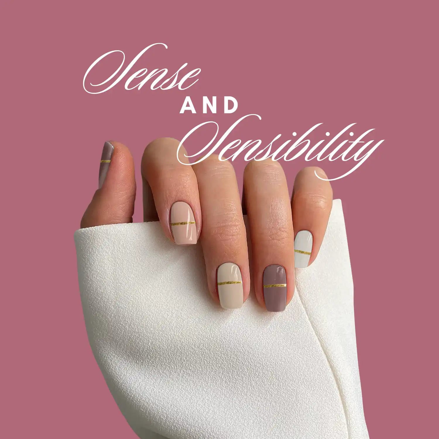 Sense and Sensibility - glow yourself up with elegant nail wraps with delicate golden lines | ManiTini 