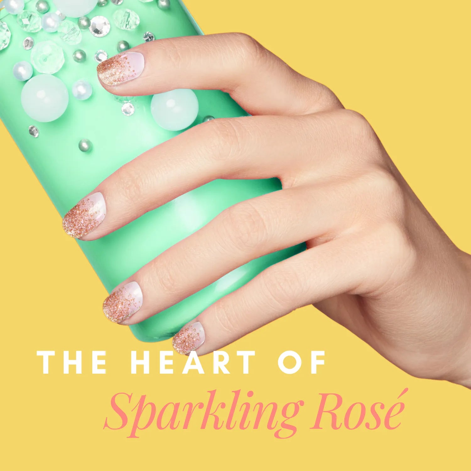 The Heart of Sparkling Rose - glow yourself up with golden shimmer french nail wraps | ManiTini 