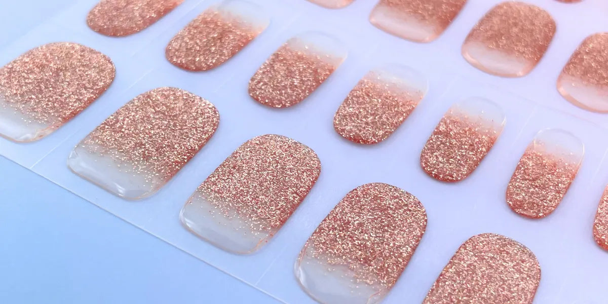 The Heart of Sparkling Rose - golden shimmer french nail wraps | ManiTini