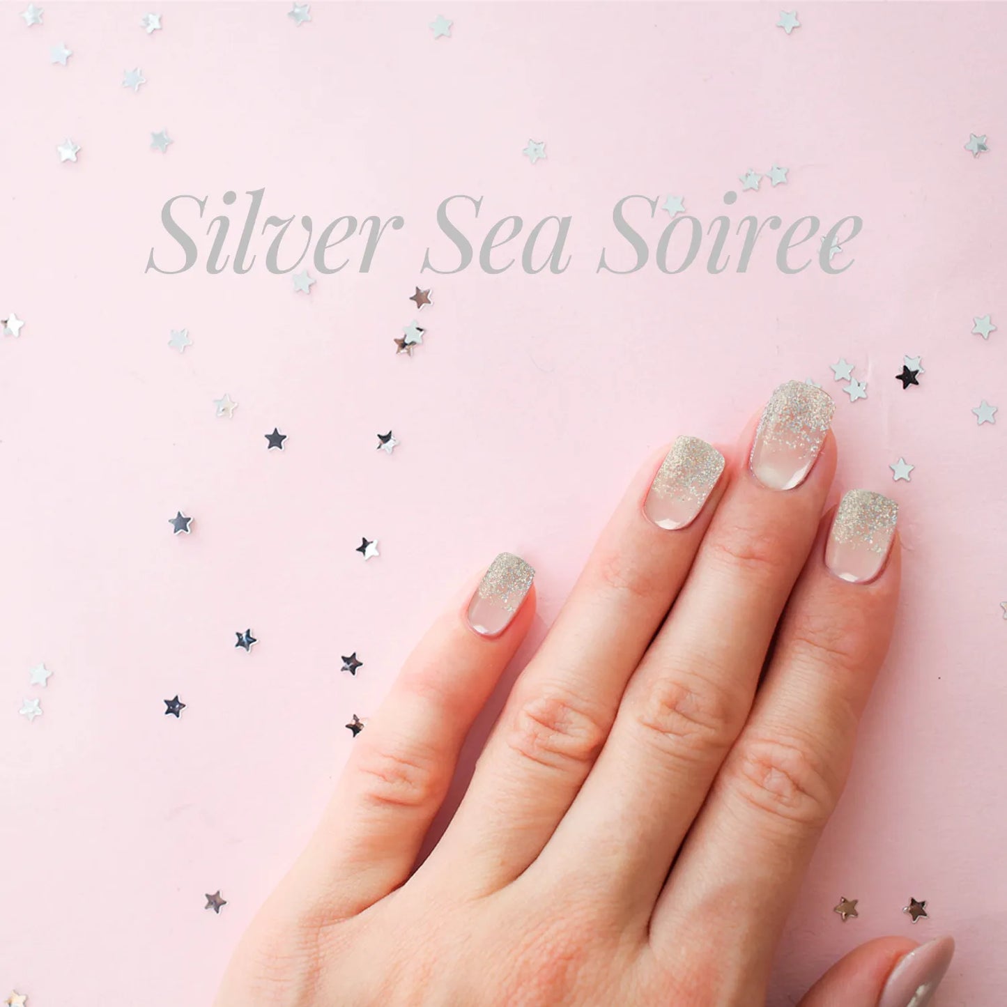 Silver Sea Soiree - glow yourself up with silver shimmer french nail wraps | ManiTini