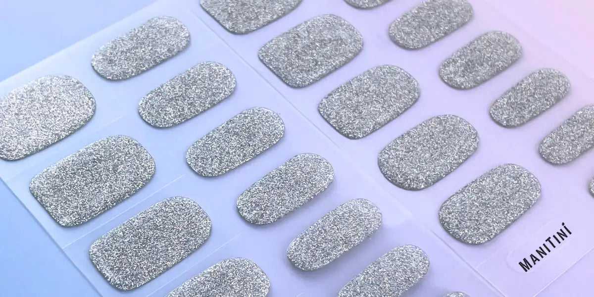 Twinkling Cascade - silver shimmer nail wraps | ManiTini