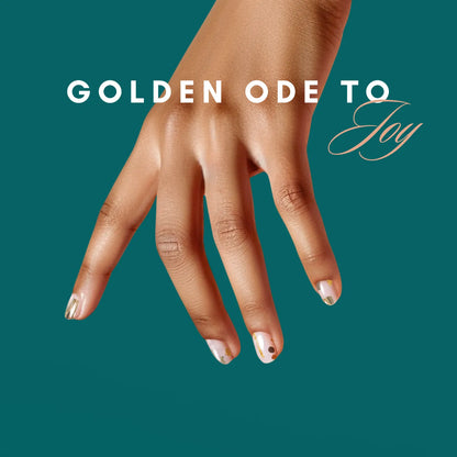 Golden Ode to Joy - glow yourself up with creative gold and transparent cool-chic shimmer art nail wraps | ManiTini