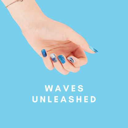 Waves Unleashed - glow yourself up with blue cool-chic art nail wraps | ManiTini