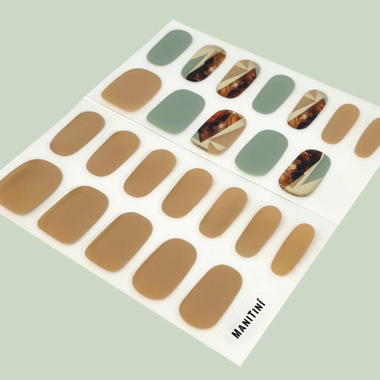 Agate Woods - green, brown shimmer art nail wraps | ManiTini 